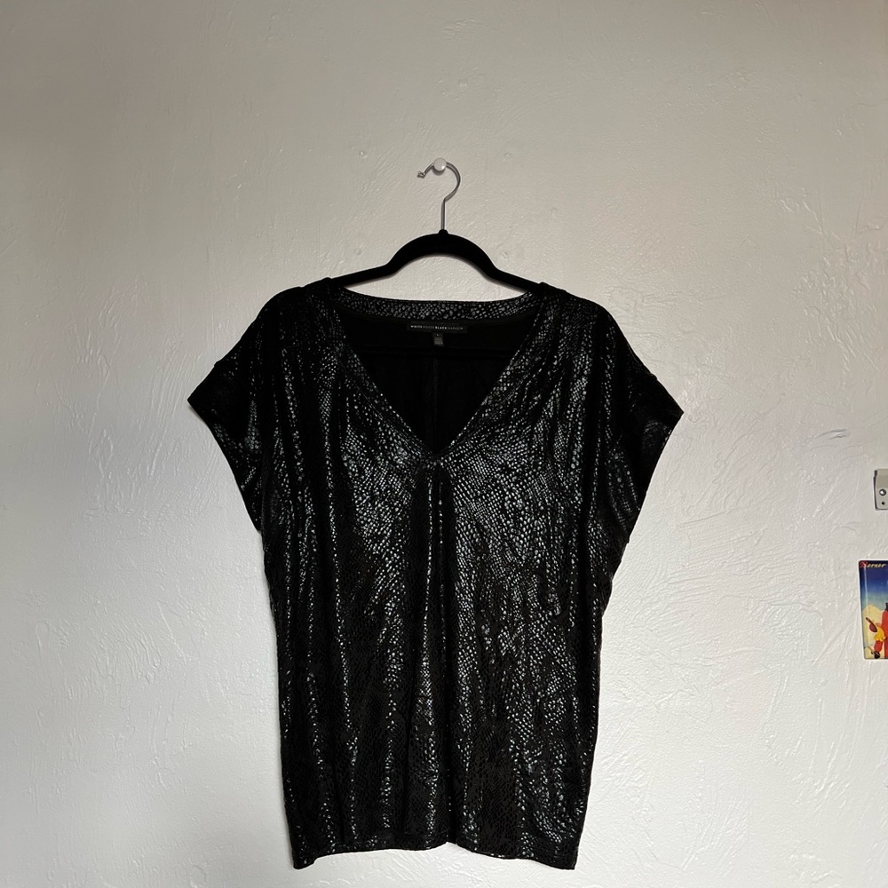 White House Black Market shiny black top